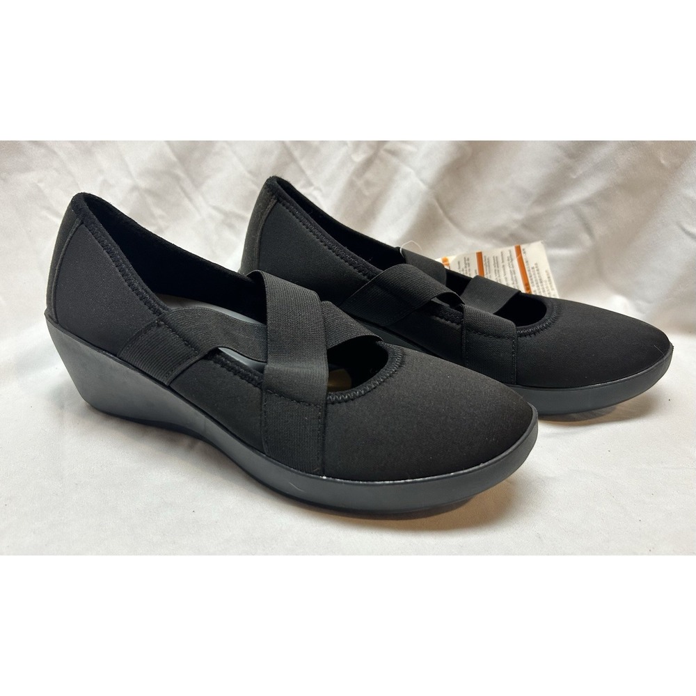Crocs Busy Day 205306 Womens 8 US Black Strappy Wedge Sandals Casual Shoes NWT